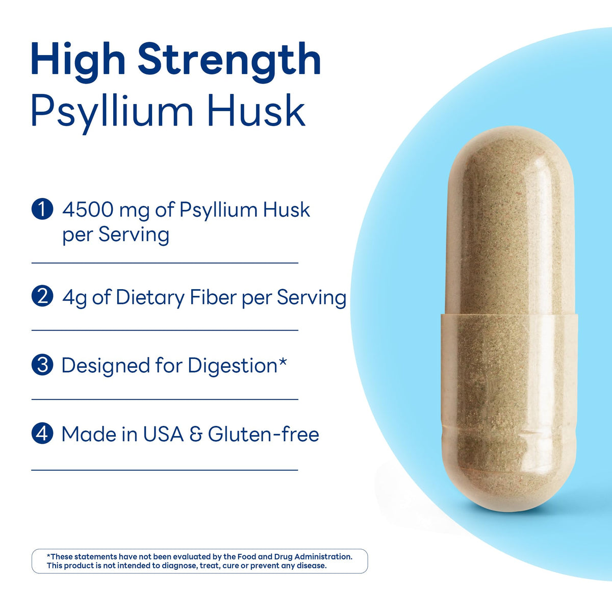 Psyllium Husks Capsules 4500 mg 120 Capsules V1733
