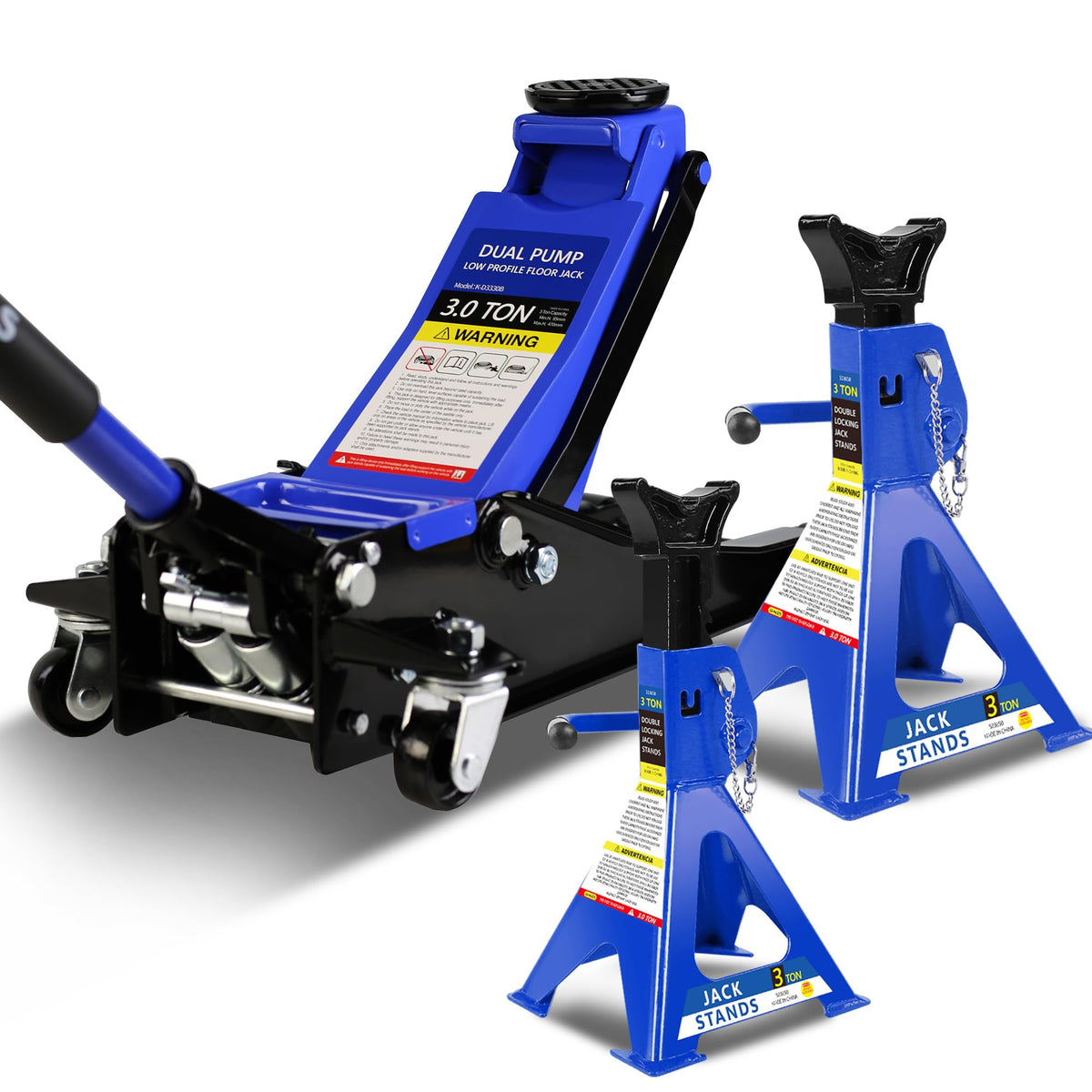 3 Ton Low Profile Hydraulic Floor Jack with Jack Stands X214