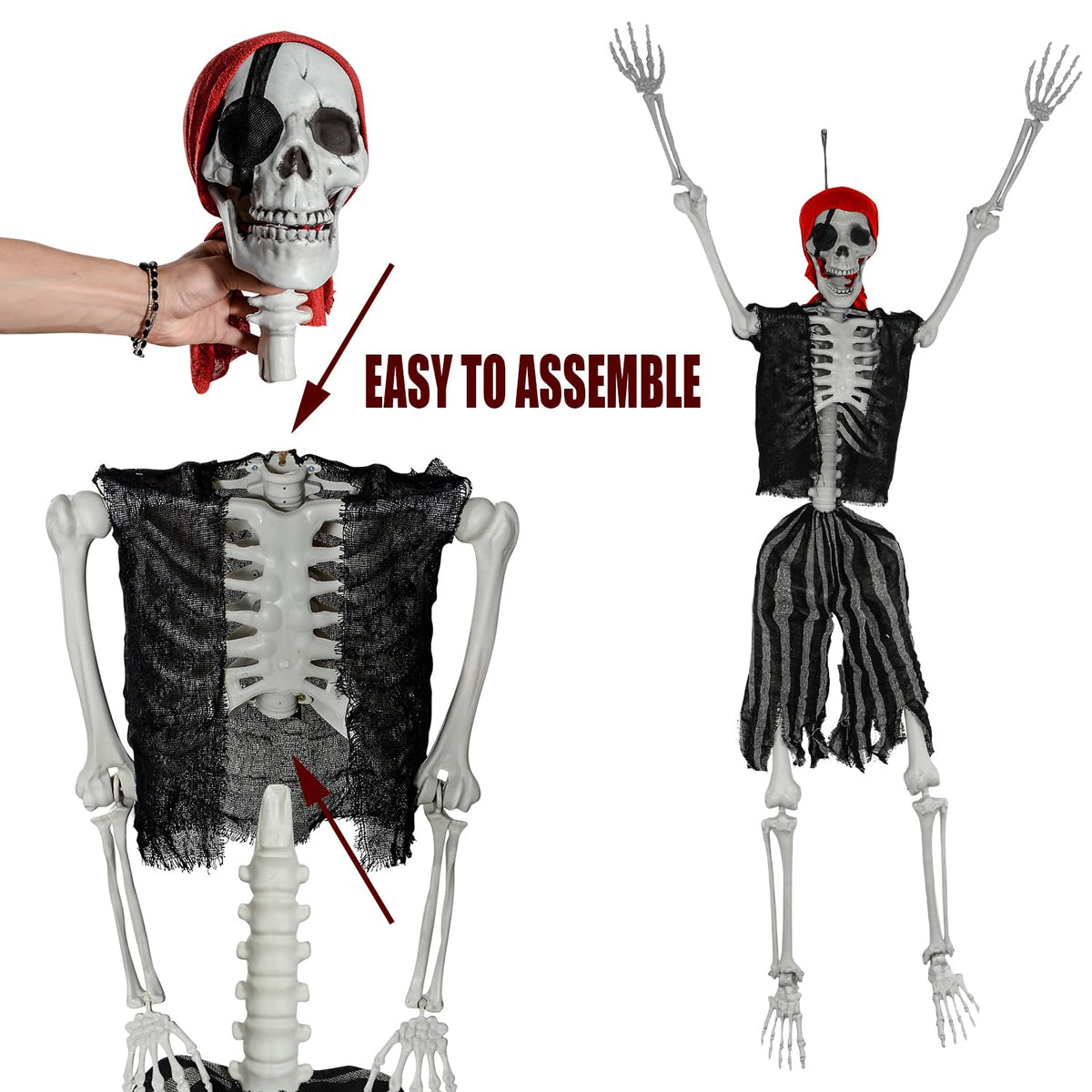5.4ft Life Size Pirate Skeleton with Movable Joints G6493