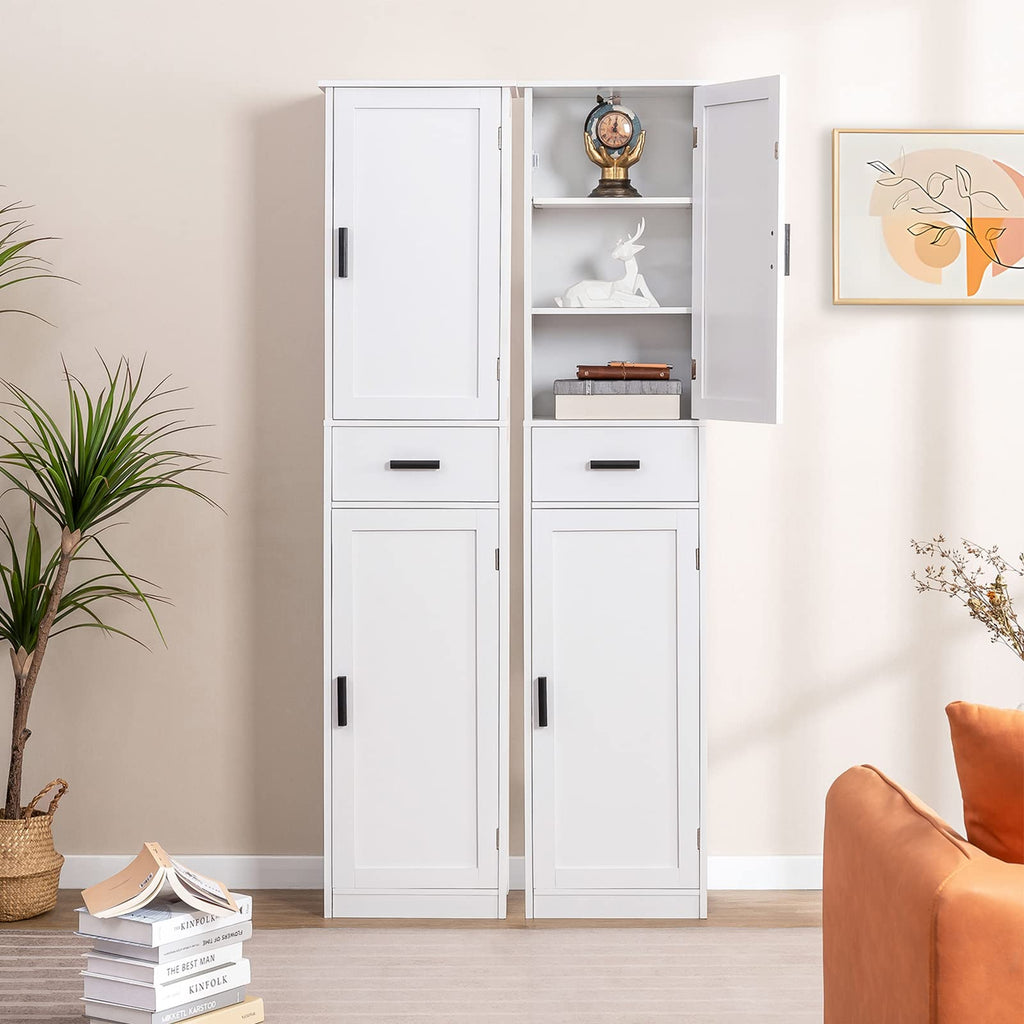 67'' Tall White Storage Cabinet with 4 Shelves & 2 Doors M6323