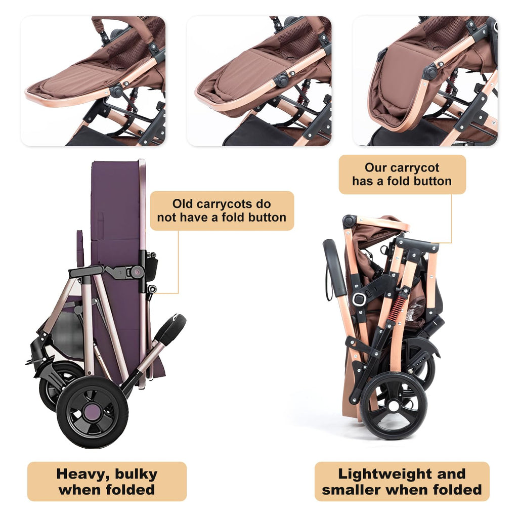 Reversible 2 in 1 Foldable Baby Stroller with Adjustable Backrest I877