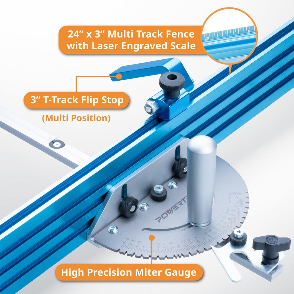 Table Saw Precision Miter Gauge System with 27 Angle Stops and T-Slotted Miter Bar Y204640