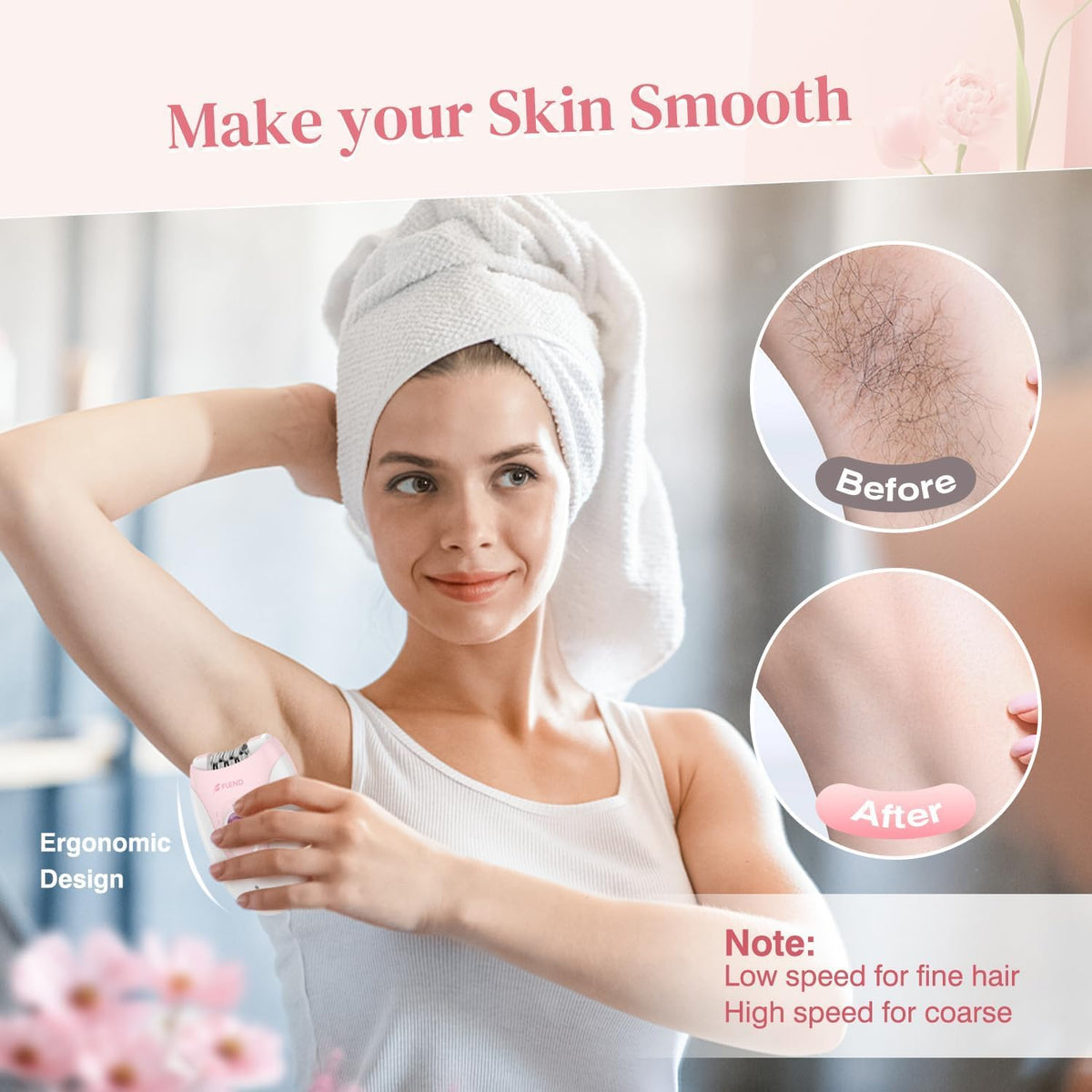 2-Speed Rechargeable Epilator with LED Light K488207