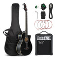 Full Size 4 Strings Acoustic Electric Bass Guitar Kit Matte Black R931