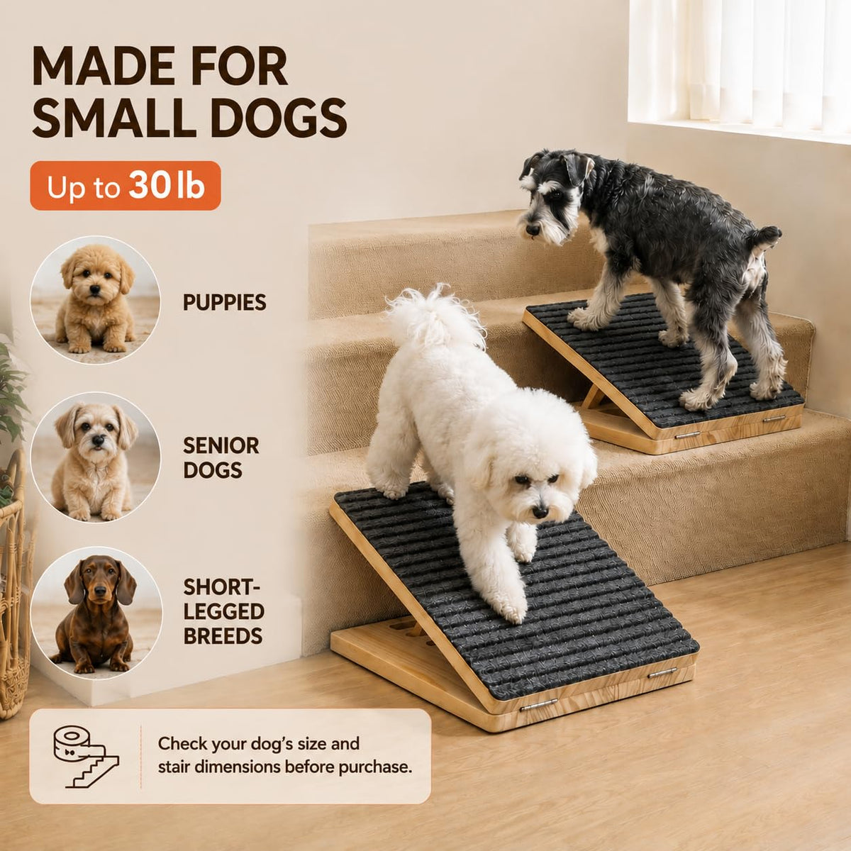 Adjustable Non-Slip Wooden Dog Ramp A55031