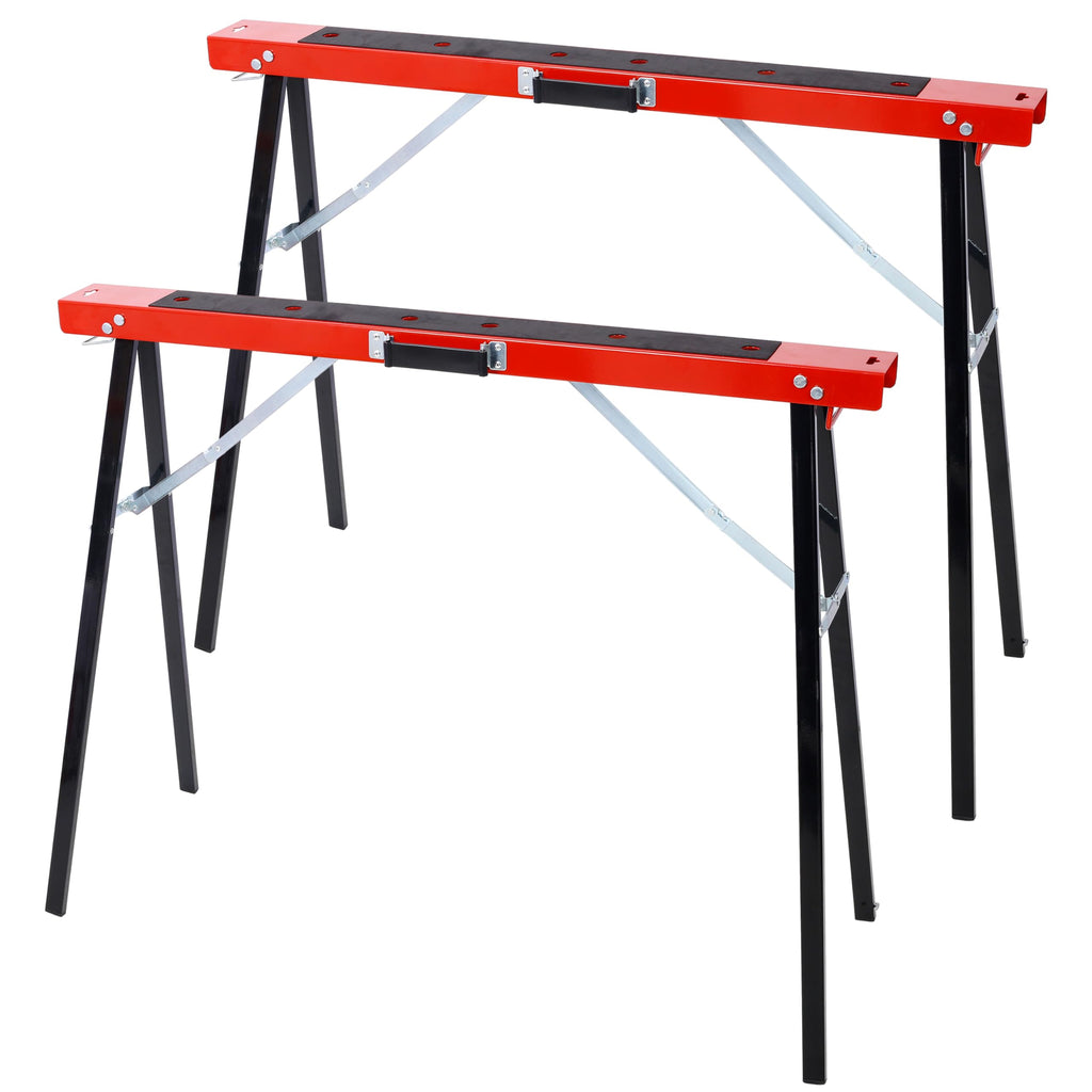 Black and Yellow Steel Folding Sawhorse Set 2-Pack K6085