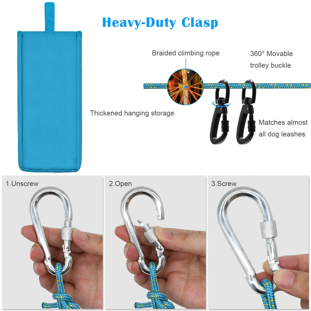 100FT Portable Dog Tie Out Cable for 2 Dogs F9626