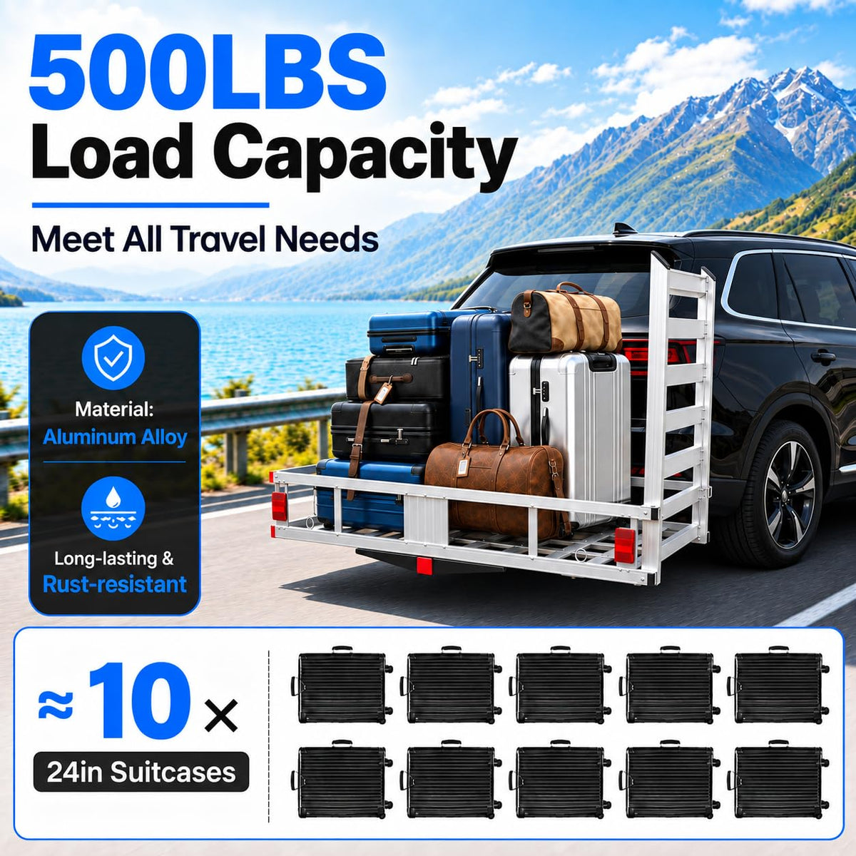 Heavy-Duty Aluminum Hitch Cargo Carrier U4092
