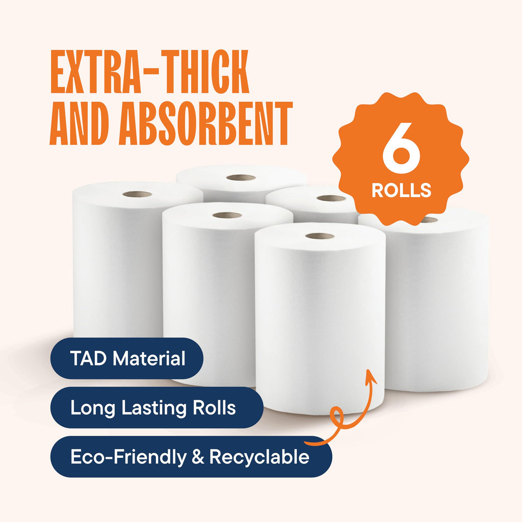 10 x 800 White Paper Towel Rolls 6 Pack N753852