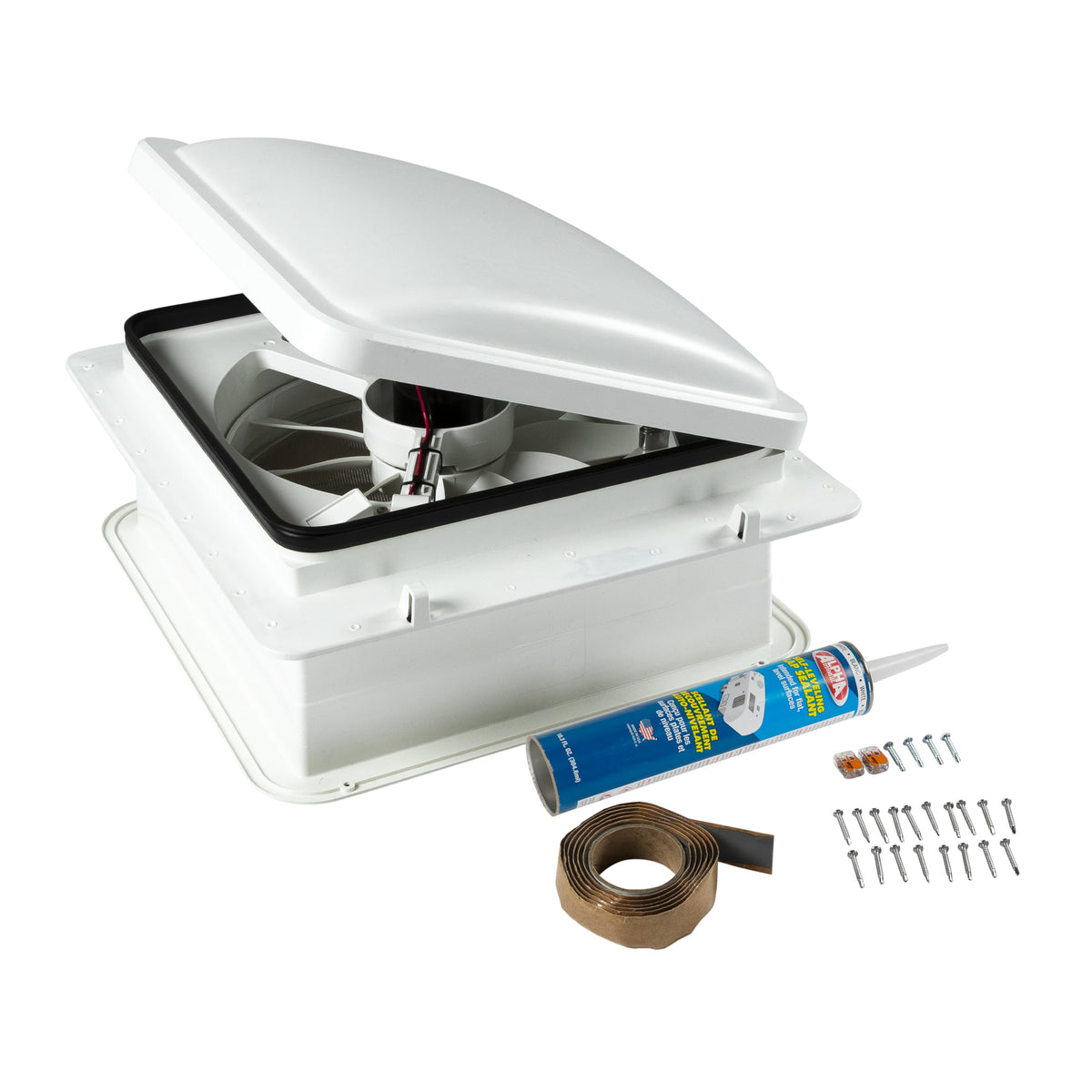 14" RV Rooftop Vent Exhaust Fan with Lid, White J741