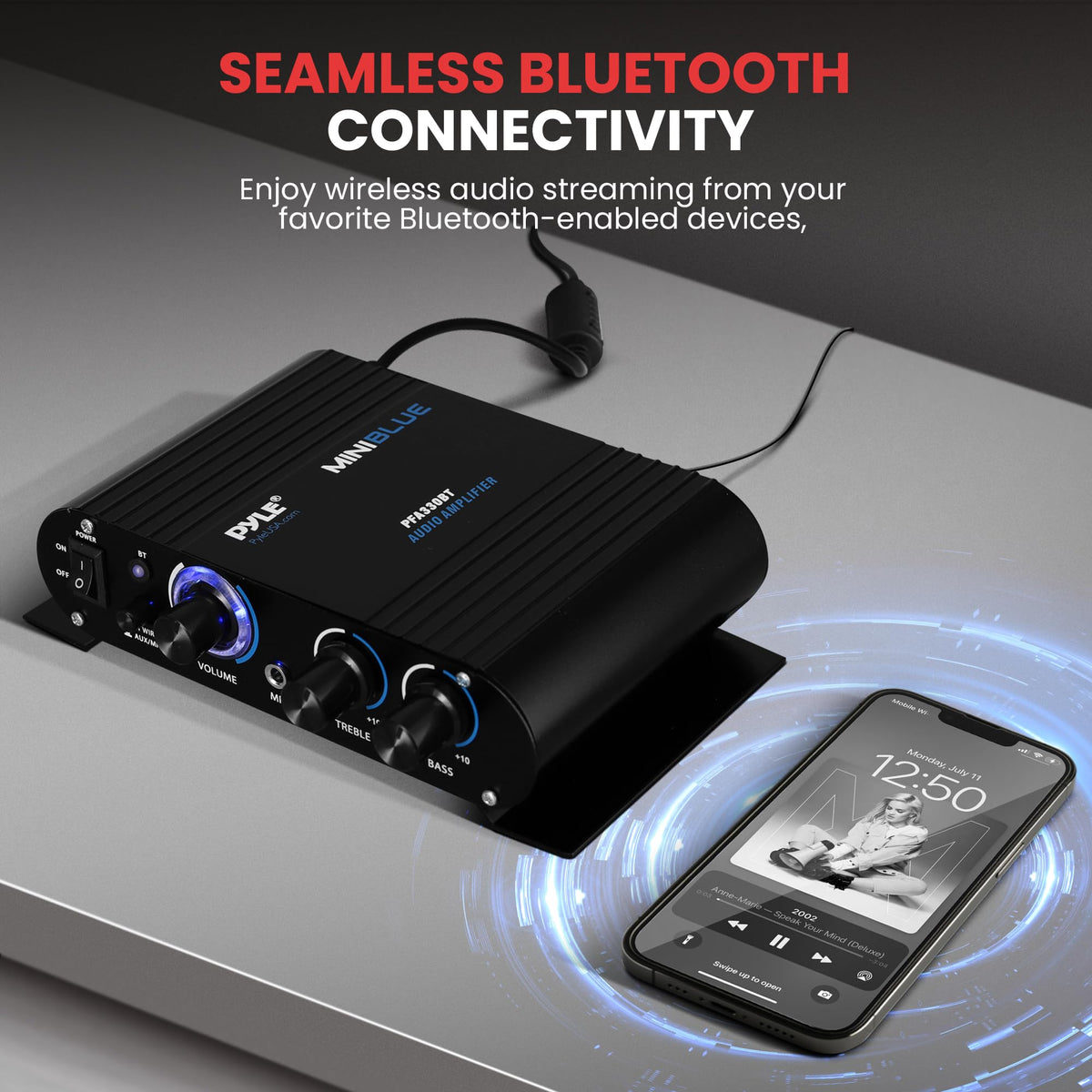90W Dual Channel Mini Portable Power Stereo Sound Receiver F81333