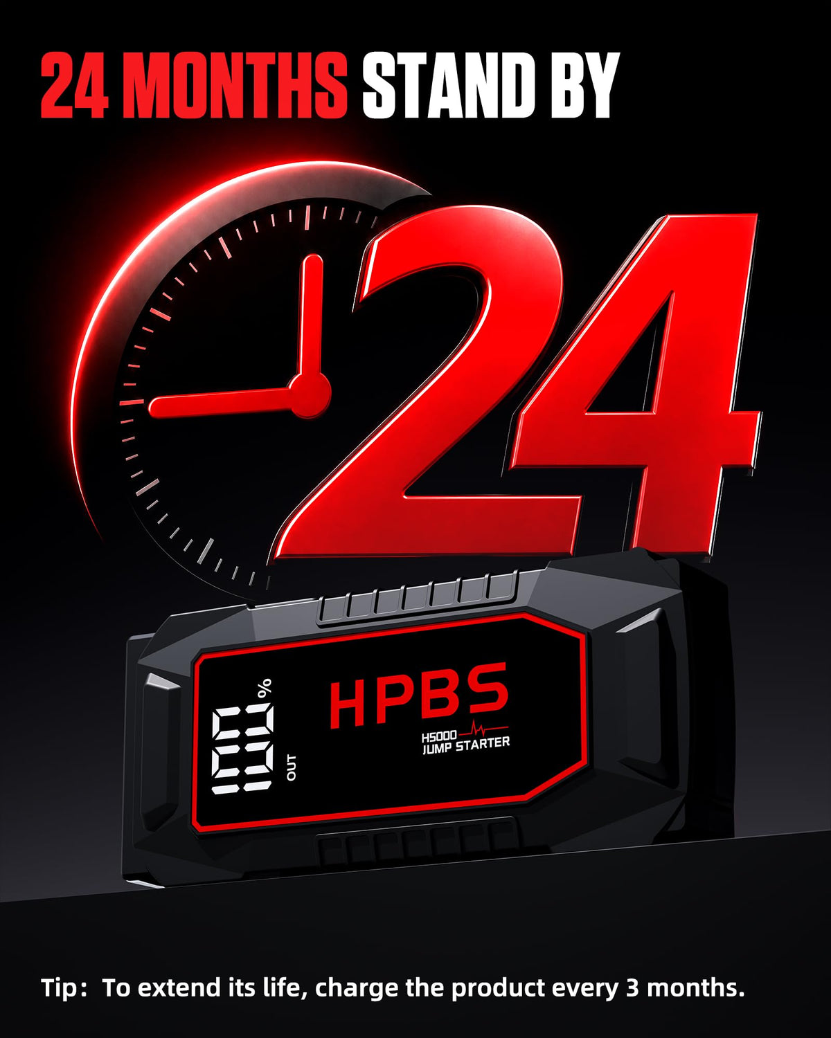5000A Peak 12V Portable Jump Starter with 3.0" LCD Display T8938