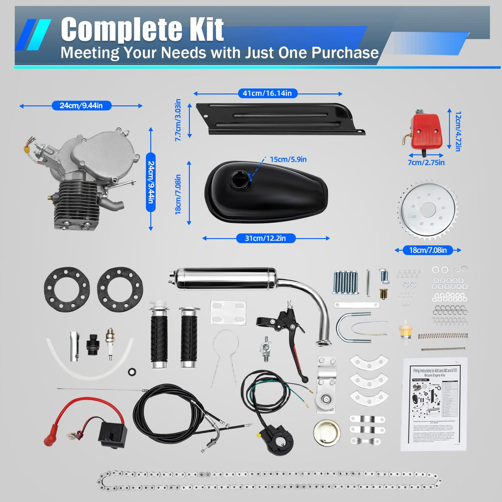 2 Stroke 100cc Bicycle Engine Kit with Air-Cooling W419495
