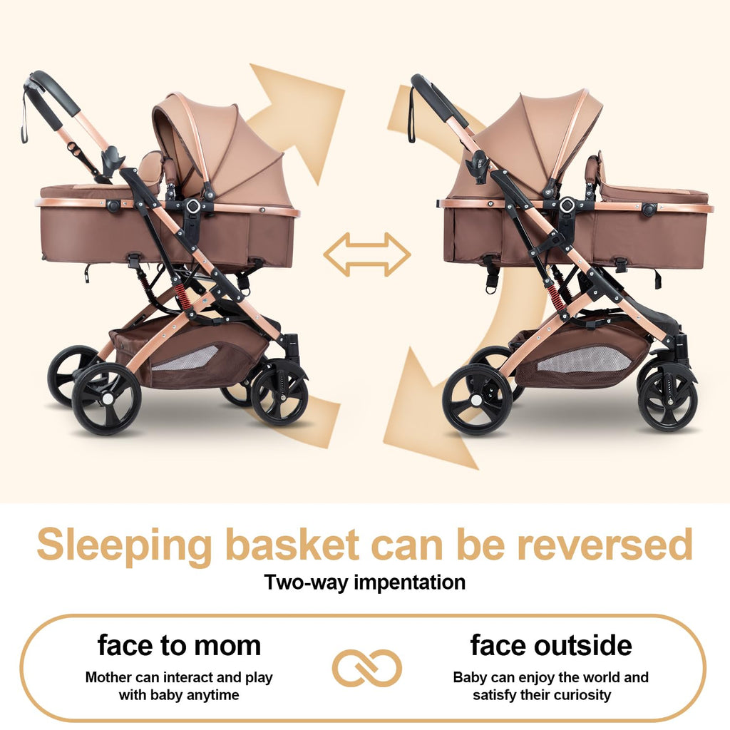 Reversible 2 in 1 Foldable Baby Stroller with Adjustable Backrest I877