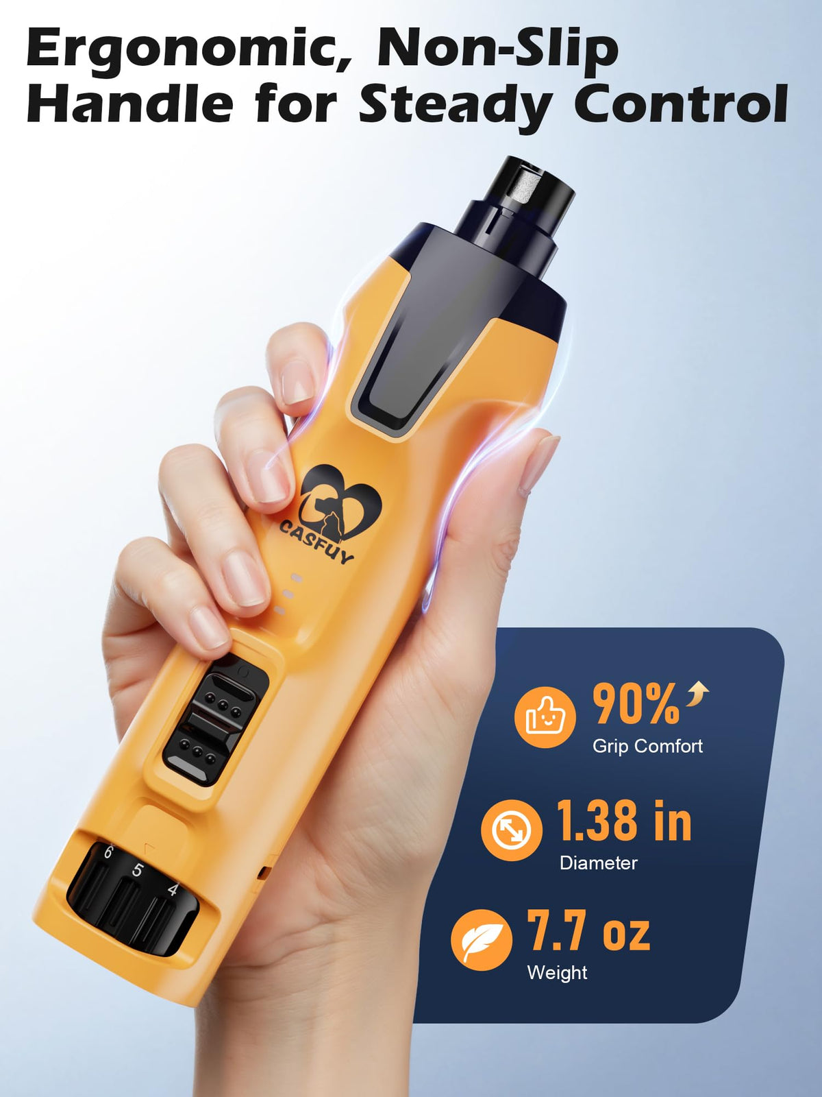 6-Speed Dog Nail Grinder with Dust Cap & 2 LED Lights & 2000mAh Battery P826