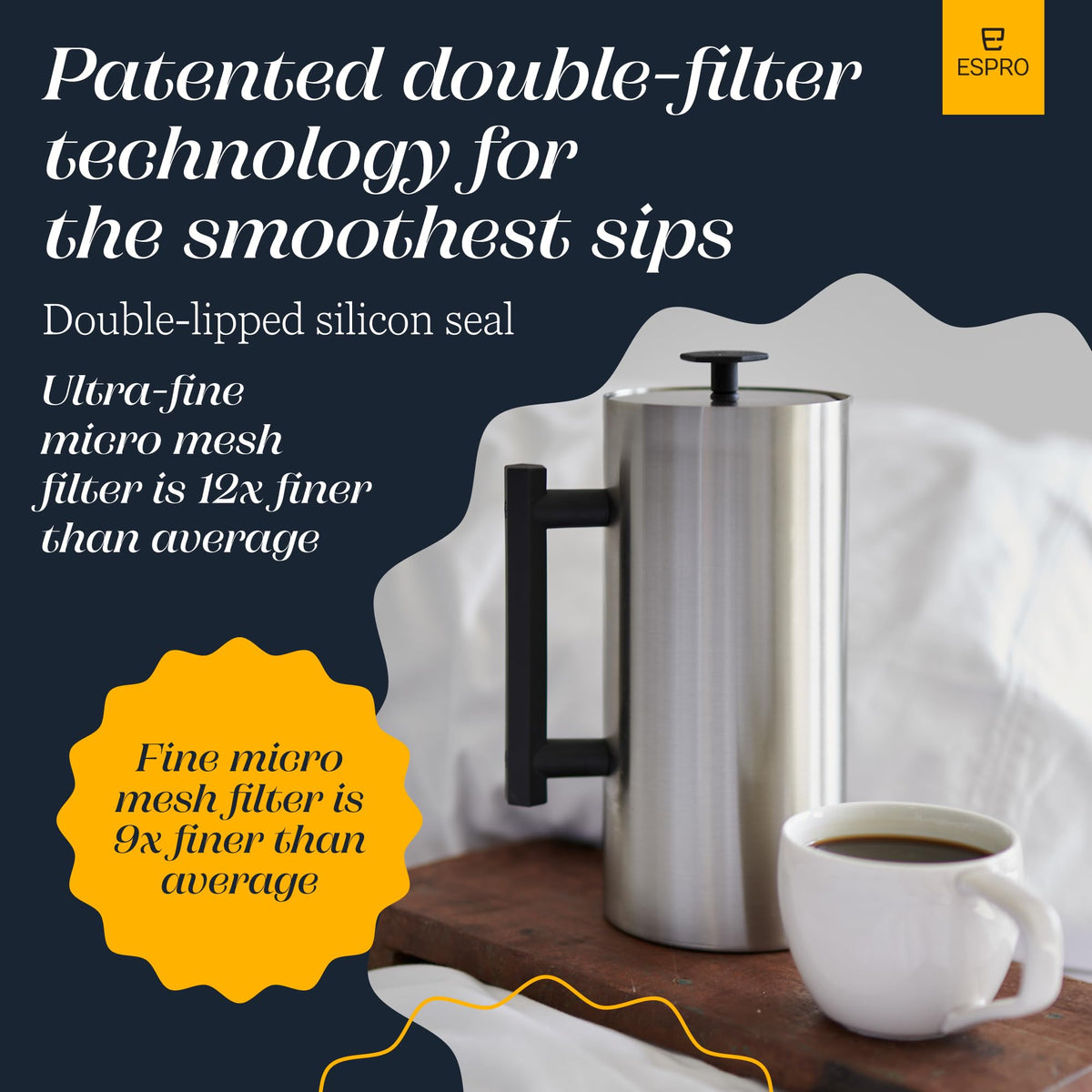 32oz Stainless Steel French Press U401