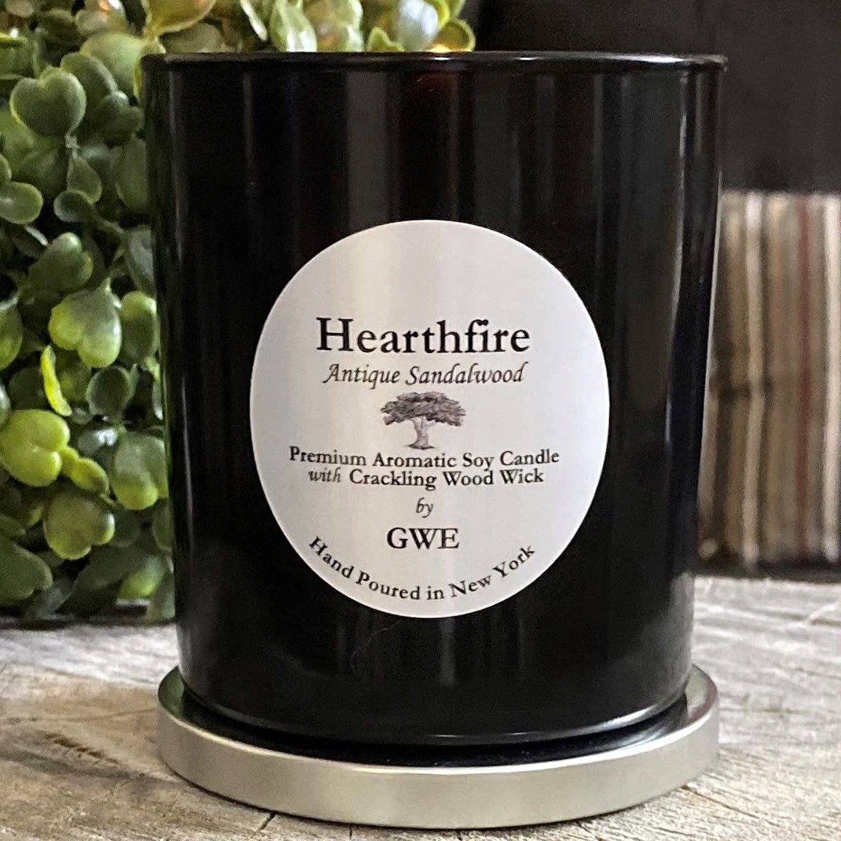 Sandalwood Scented Soy Candle with Wood Wick L52587