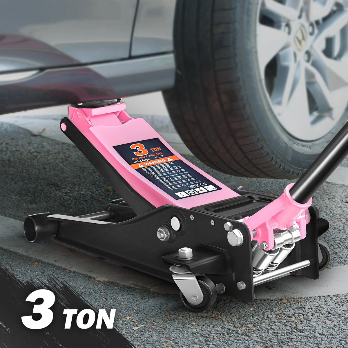 Low Profile Hydraulic Trolley Floor Jack 3 Ton Pink O5992