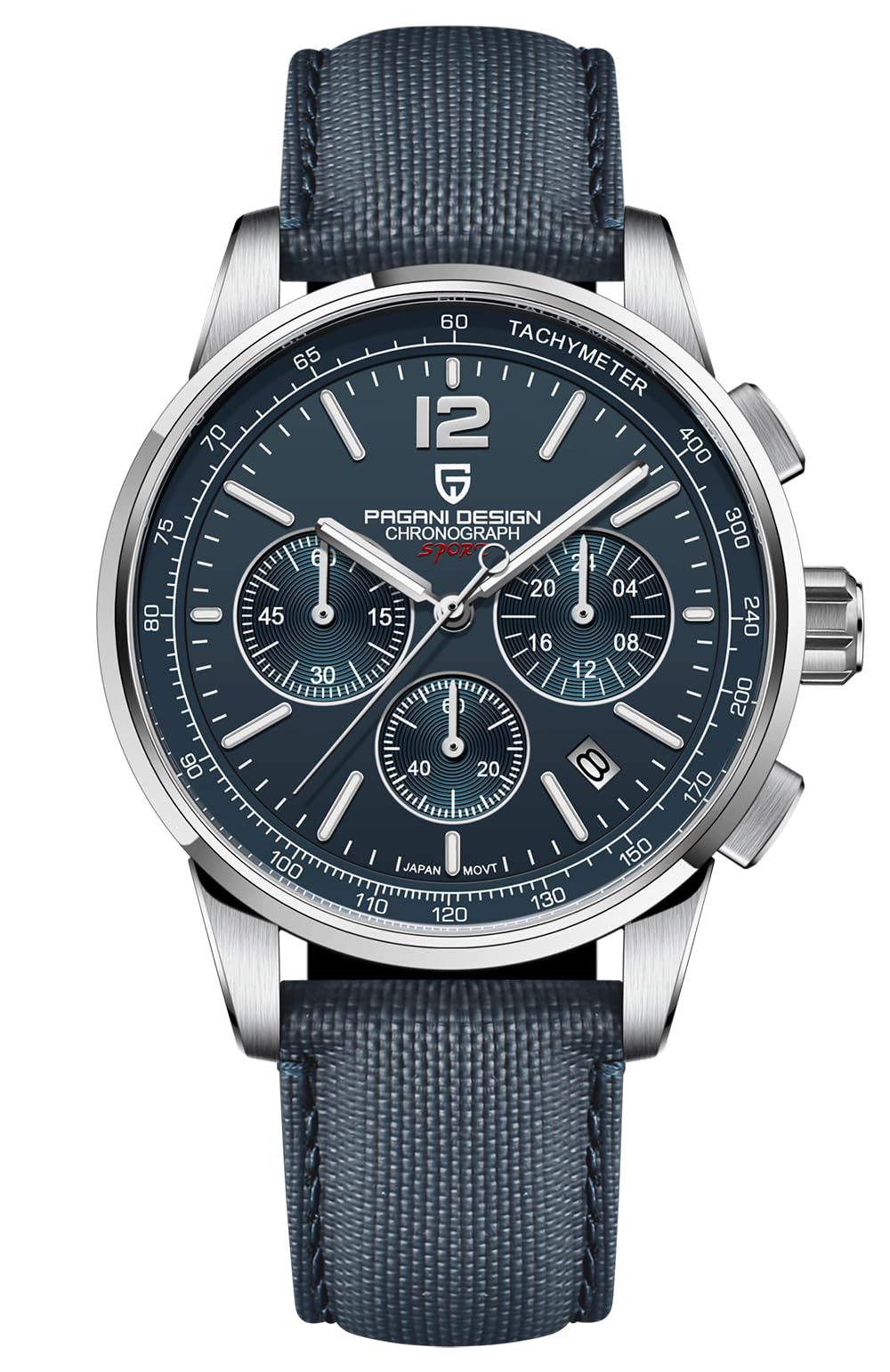 Men's Quartz Chronograph Watch, 100M Water Resistant Stainless Steel, Sapphire Glass, Nylon Strap S43031