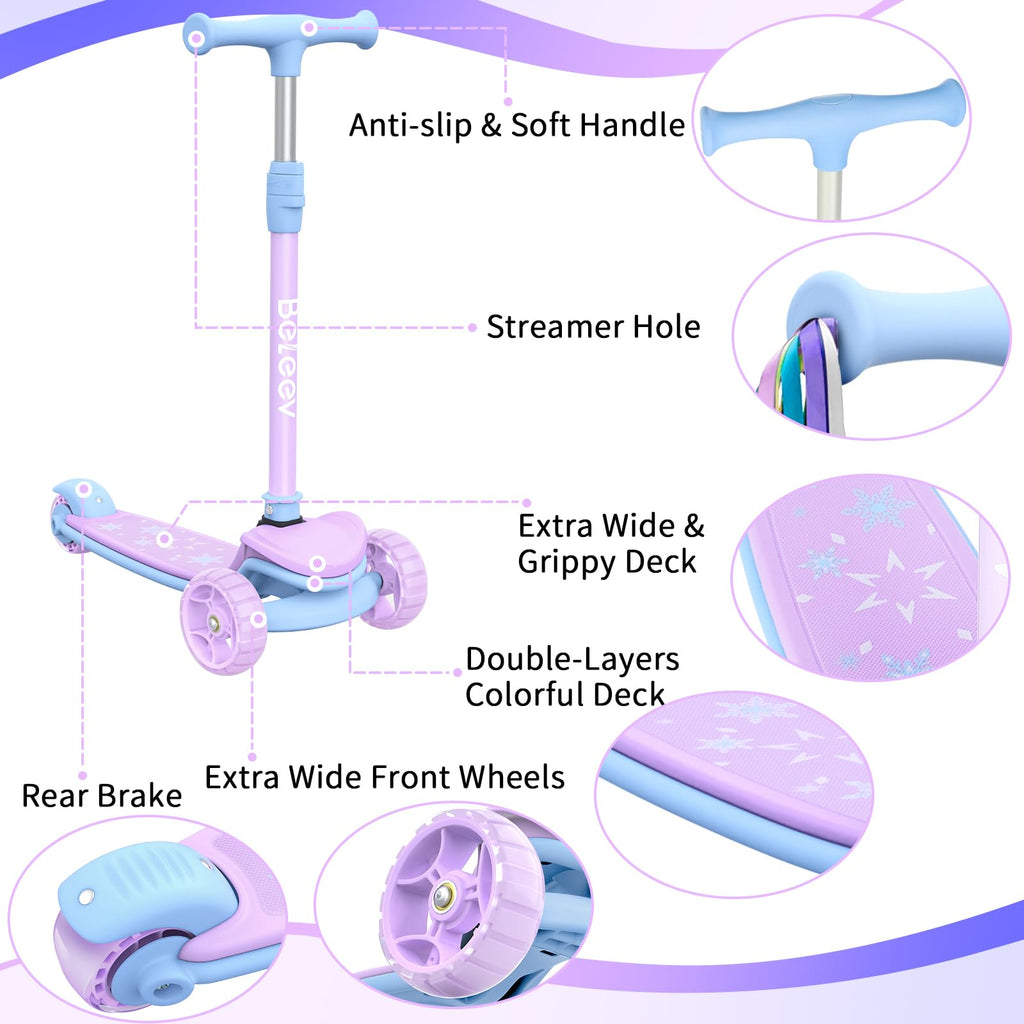 3 Wheel Folding Kick Scooter with LED Light-Up Wheels I2350