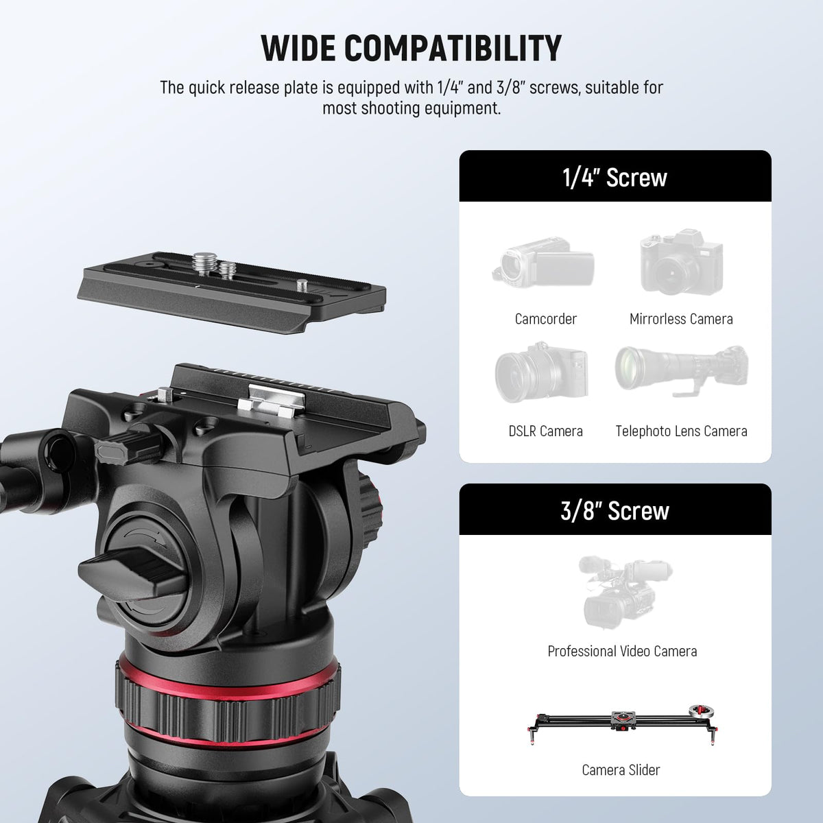 Carbon Fiber Video Camera Tripod with Fluid Head U5809