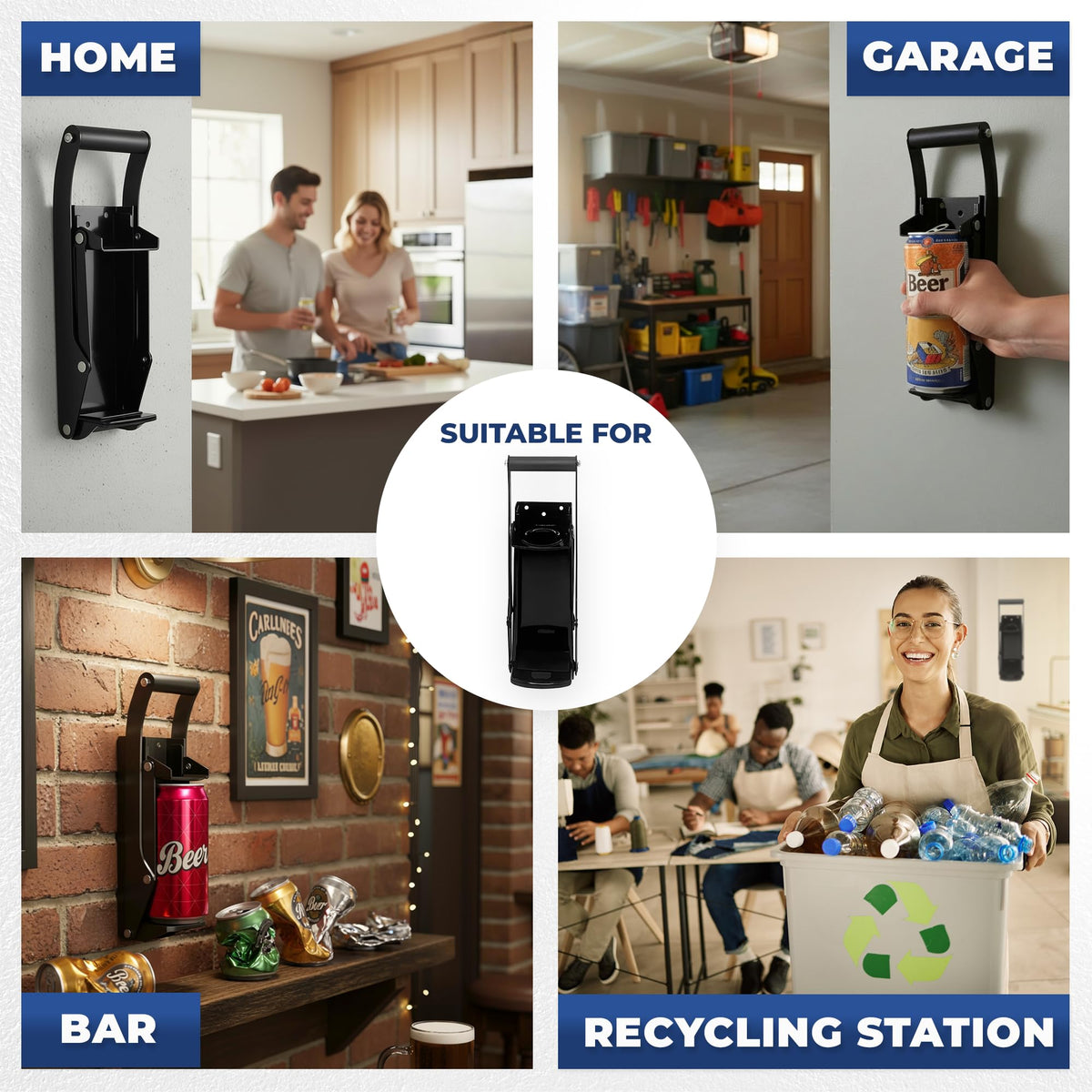 Wall Mounted Heavy Duty Can Crusher with Bottle Opener I775
