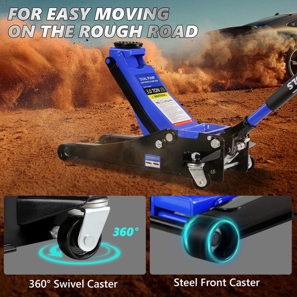 3 Ton Low Profile Hydraulic Floor Jack with Jack Stands X214
