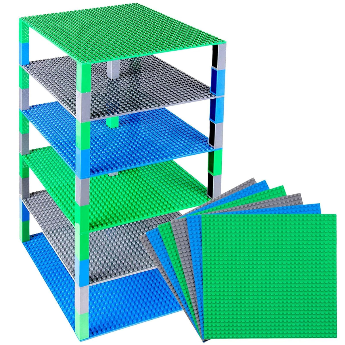 10 x 10 in 6 Baseplates with 50 Stackers Building Toy Blocks S406