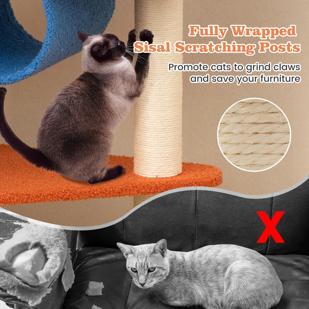 70 inch Multi-Level Cat Tree Tower with Scratching Posts L8769
