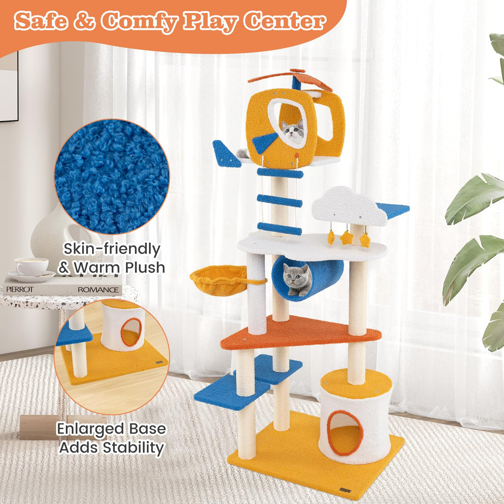70 inch Multi-Level Cat Tree Tower with Scratching Posts L8769