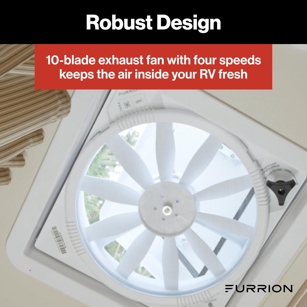 14" RV Rooftop Vent Exhaust Fan with Lid, White J741