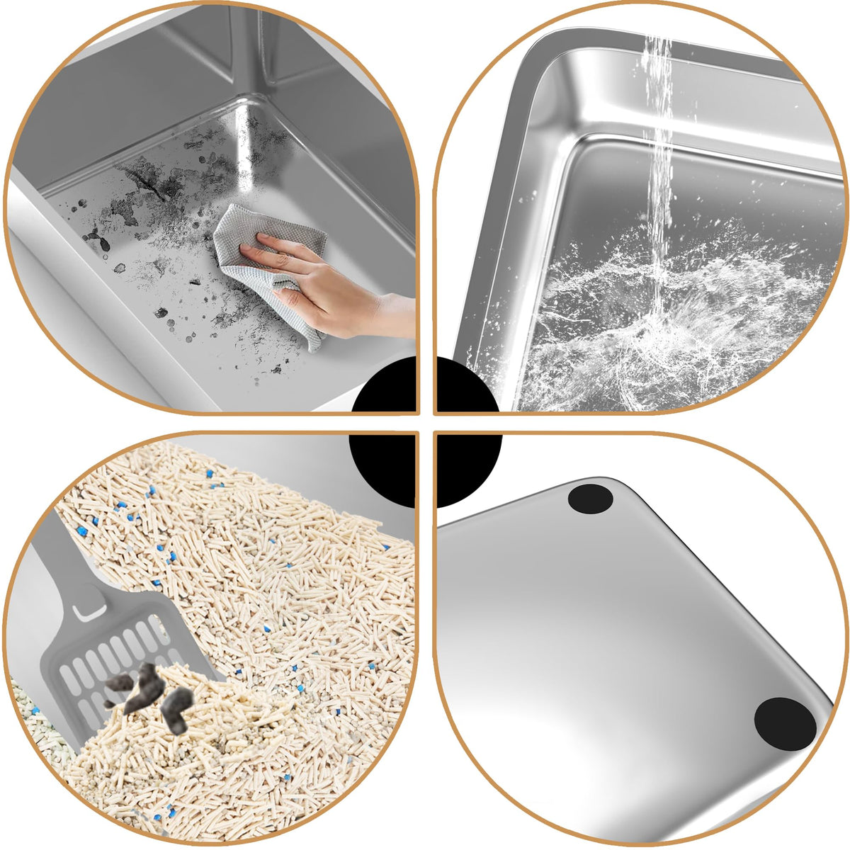 XL Stainless Steel Sifting Cat Litter Box with Scoop R161333