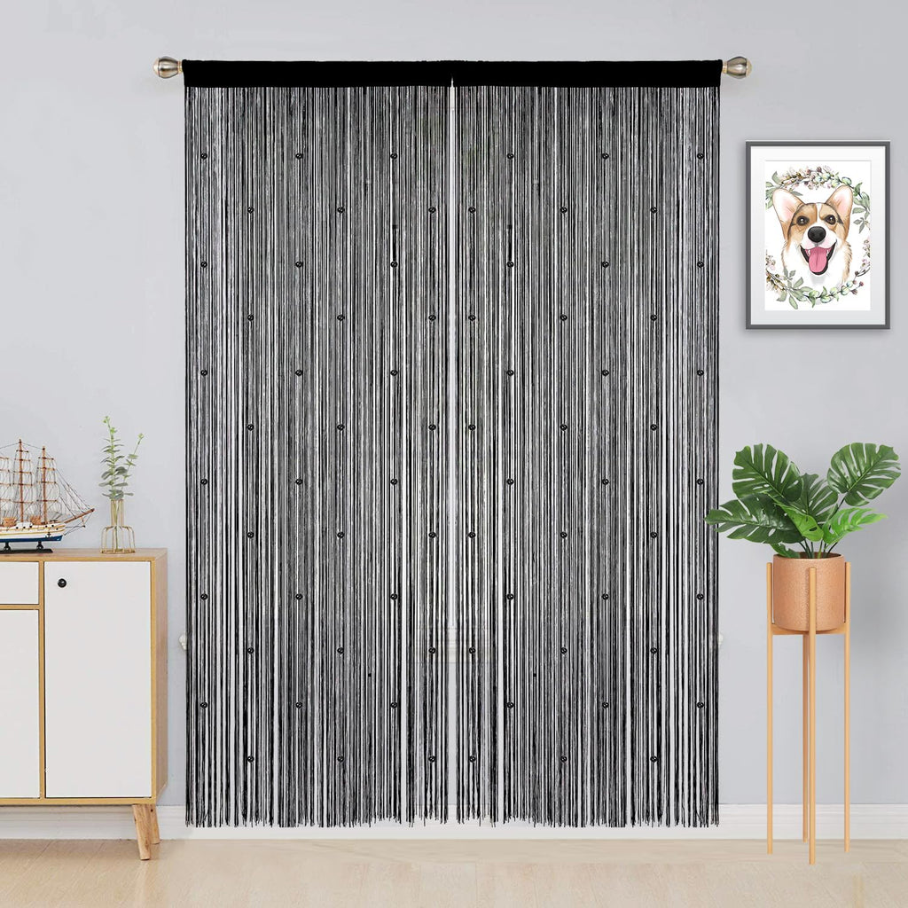 Beaded Curtains 39"x79" Black U9941