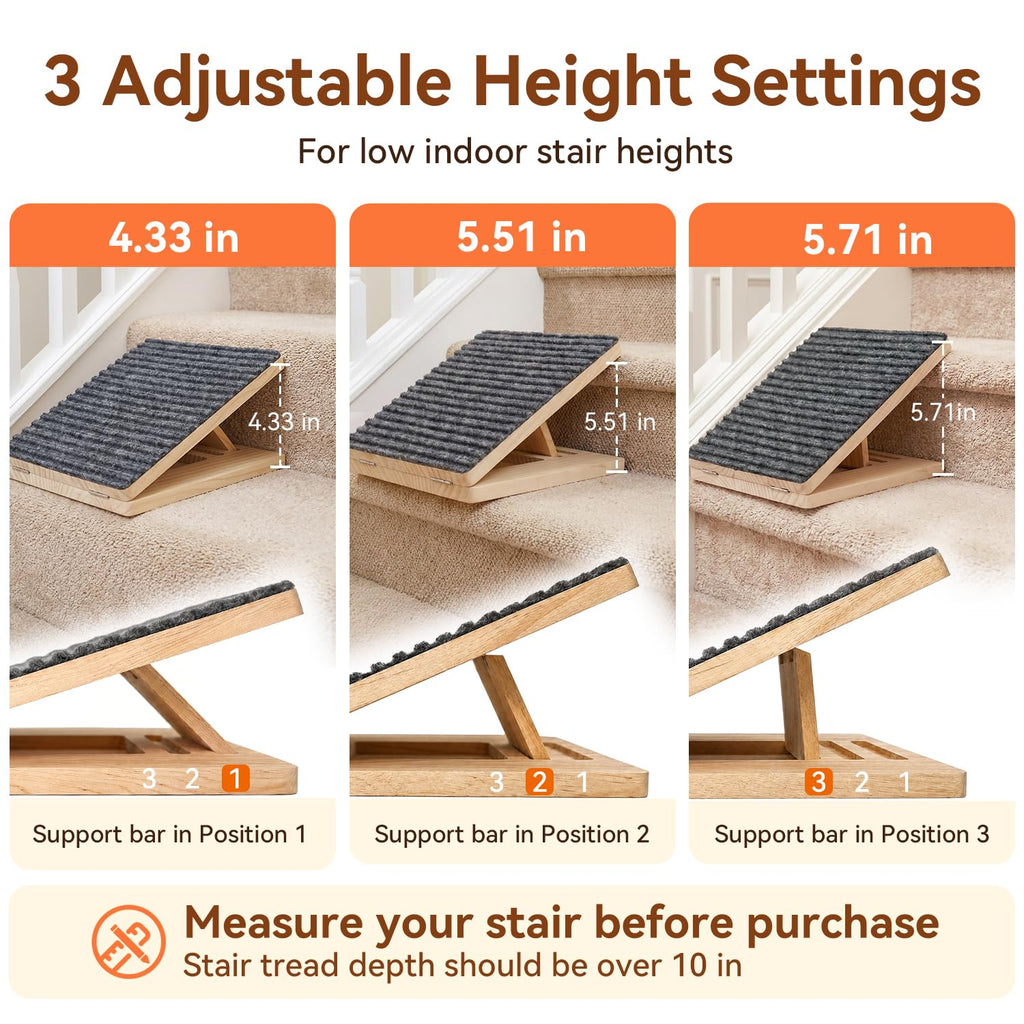 Adjustable Non-Slip Wooden Dog Ramp A55031