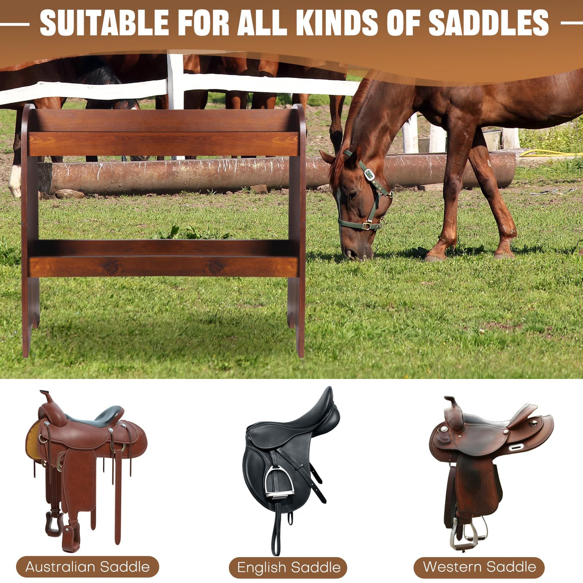 Solid Wood Saddle Rack T8354
