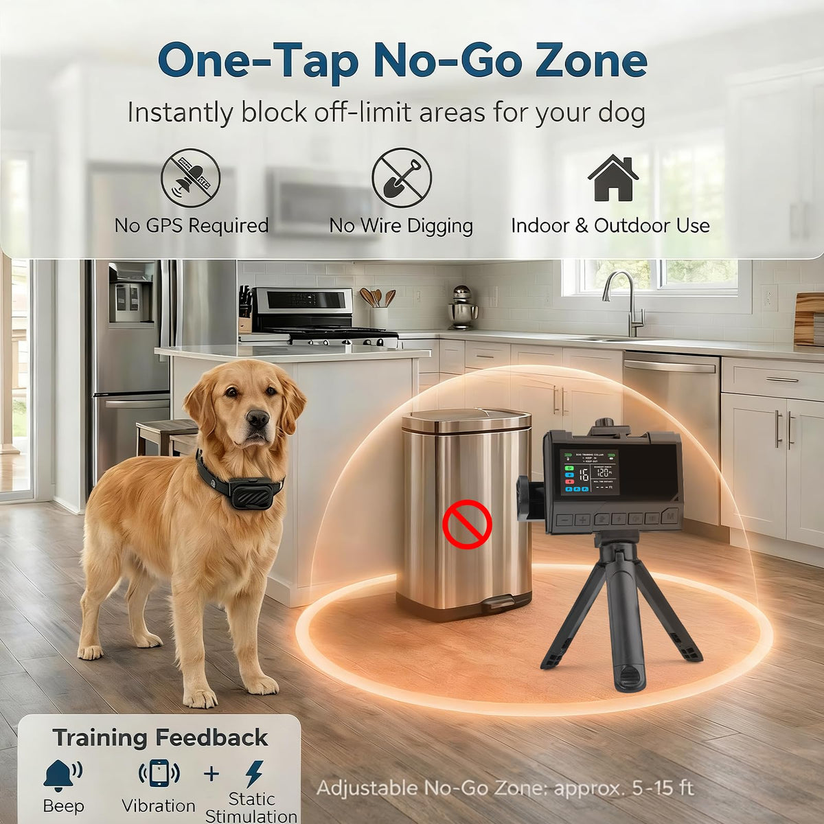Wireless Dog Fence with Waterproof Collar, Up to 1 Acre Y19993