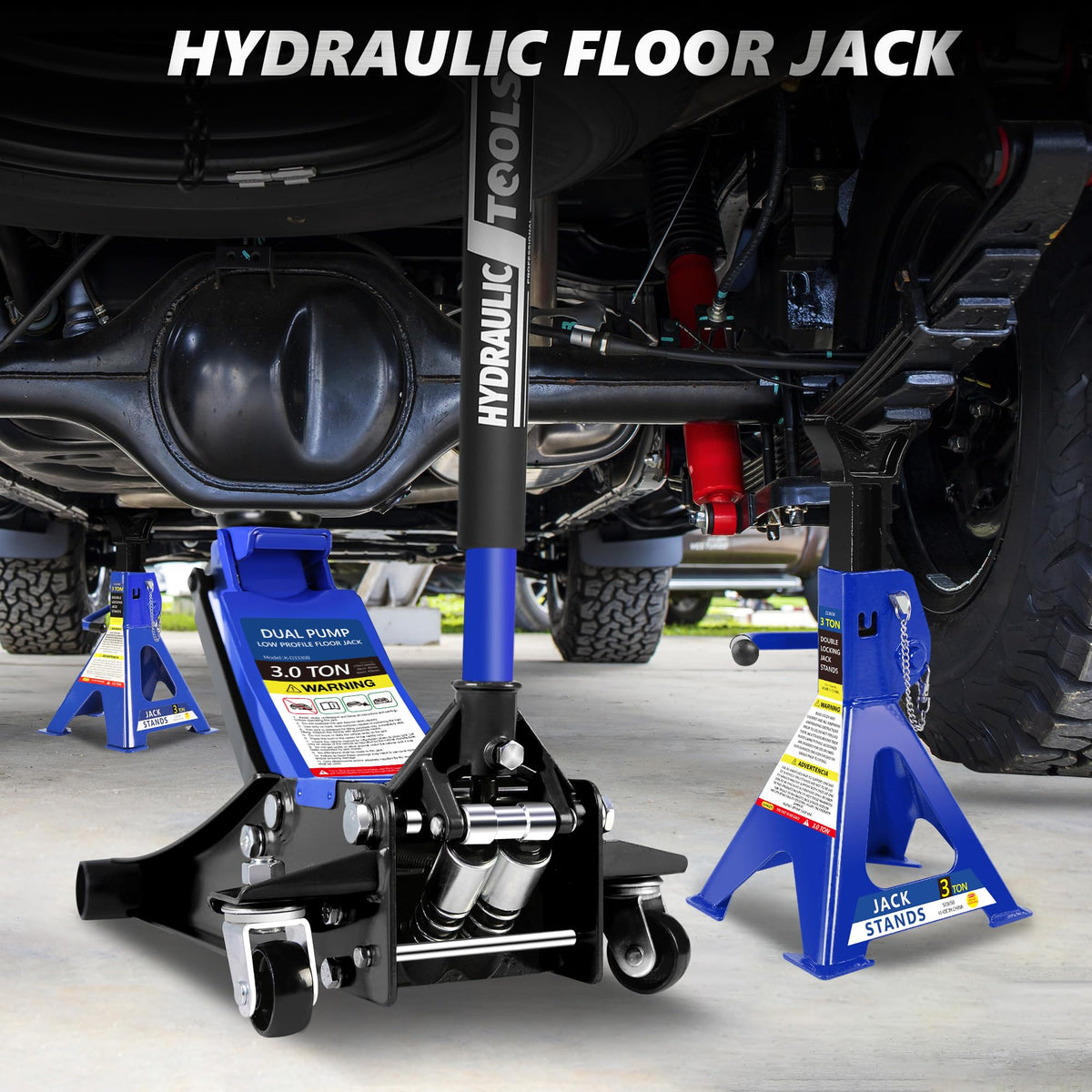 3 Ton Low Profile Hydraulic Floor Jack with Jack Stands X214