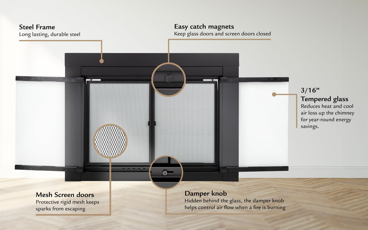 Black Small Fireplace Glass Door W871272