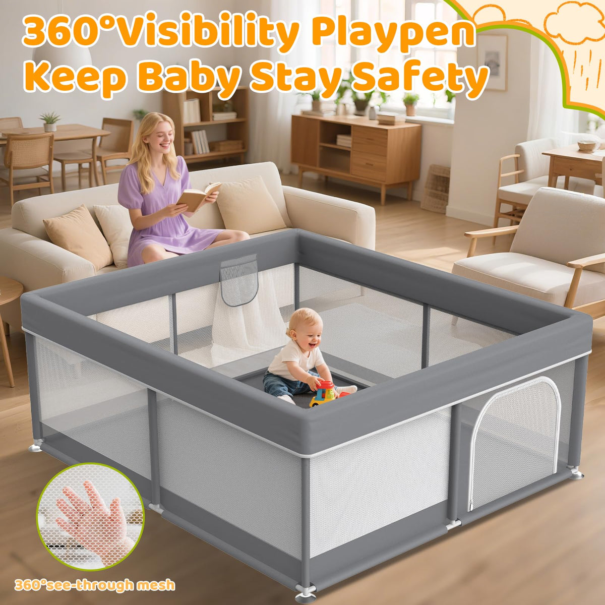79x71 Inch Extra Large Baby Playpen Y20358
