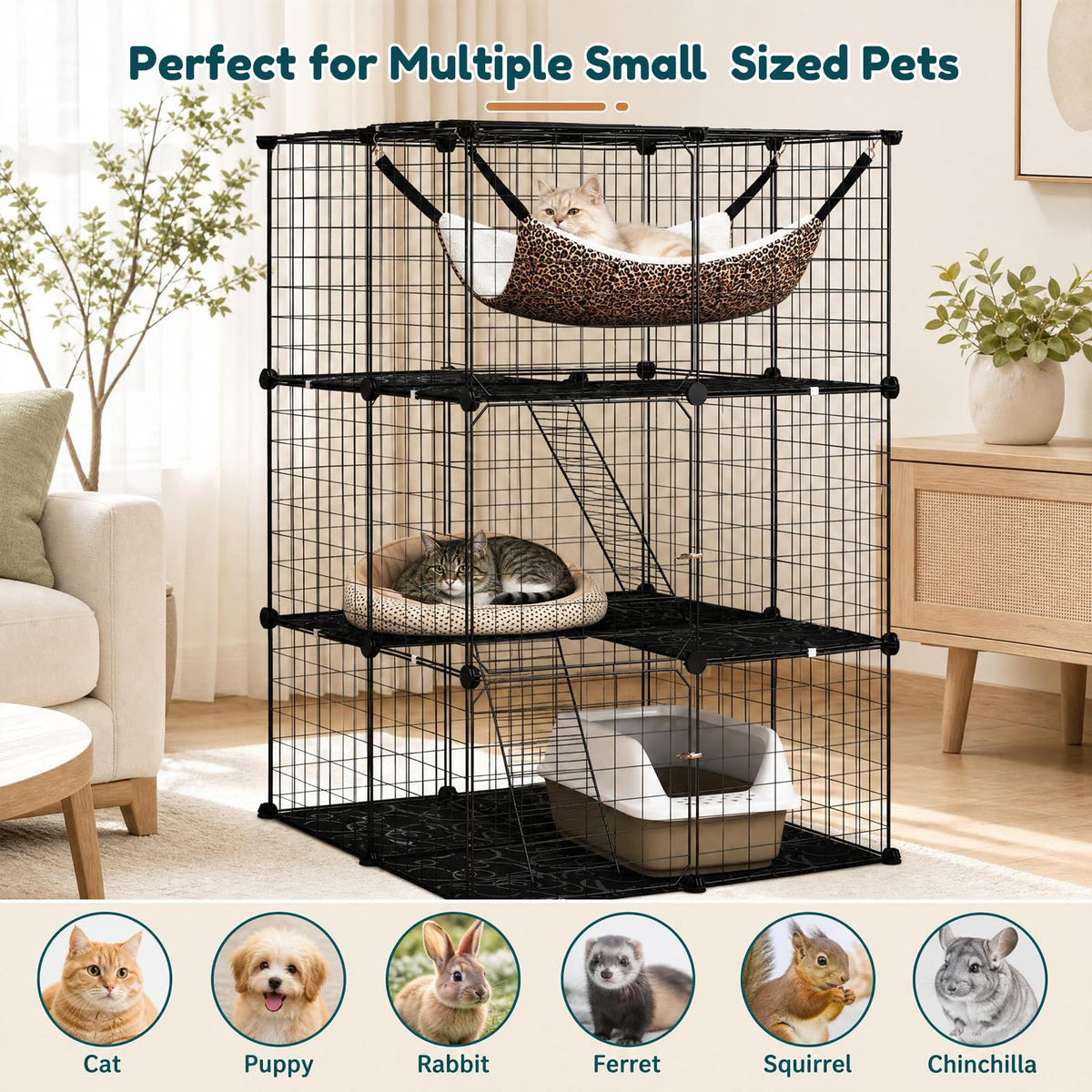 3-Tier Cat Cages Indoor M32302