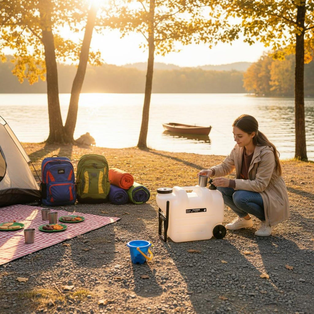Portable Water Jug with Wheels and Built-In Tap M3655