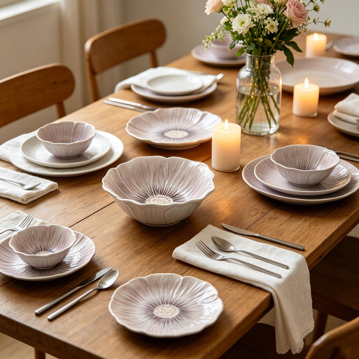 Ceramic Dinnerware Set of 12, Plates and Bowls Set for 4 S2724