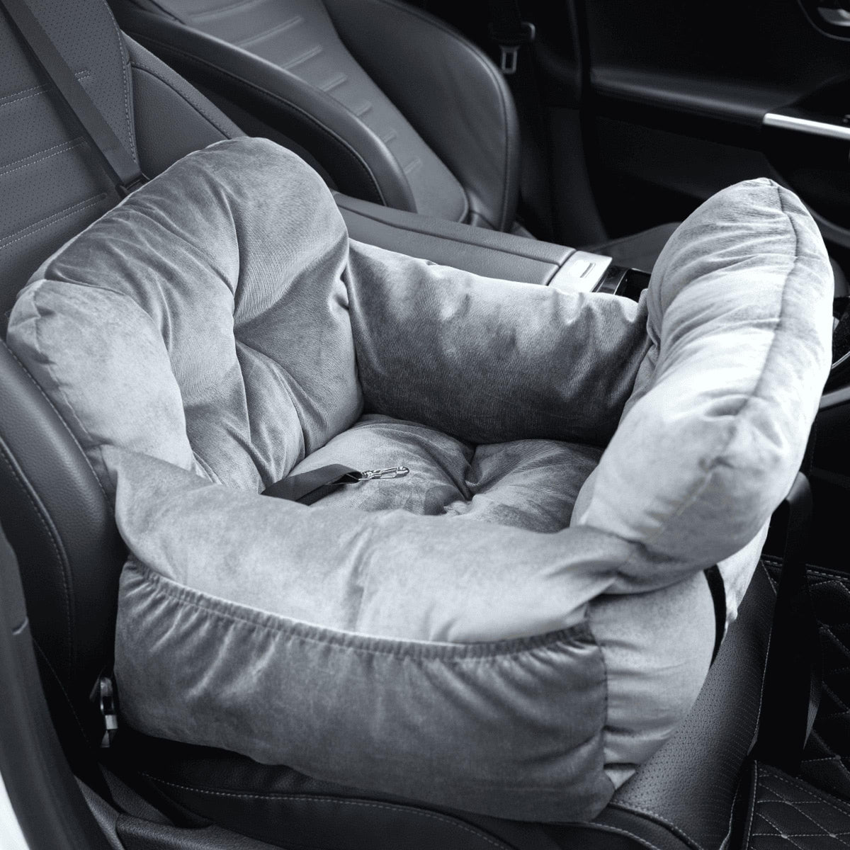 Gray Pet Car Booster Seat for Small Dogs up to 25 lbs O698995