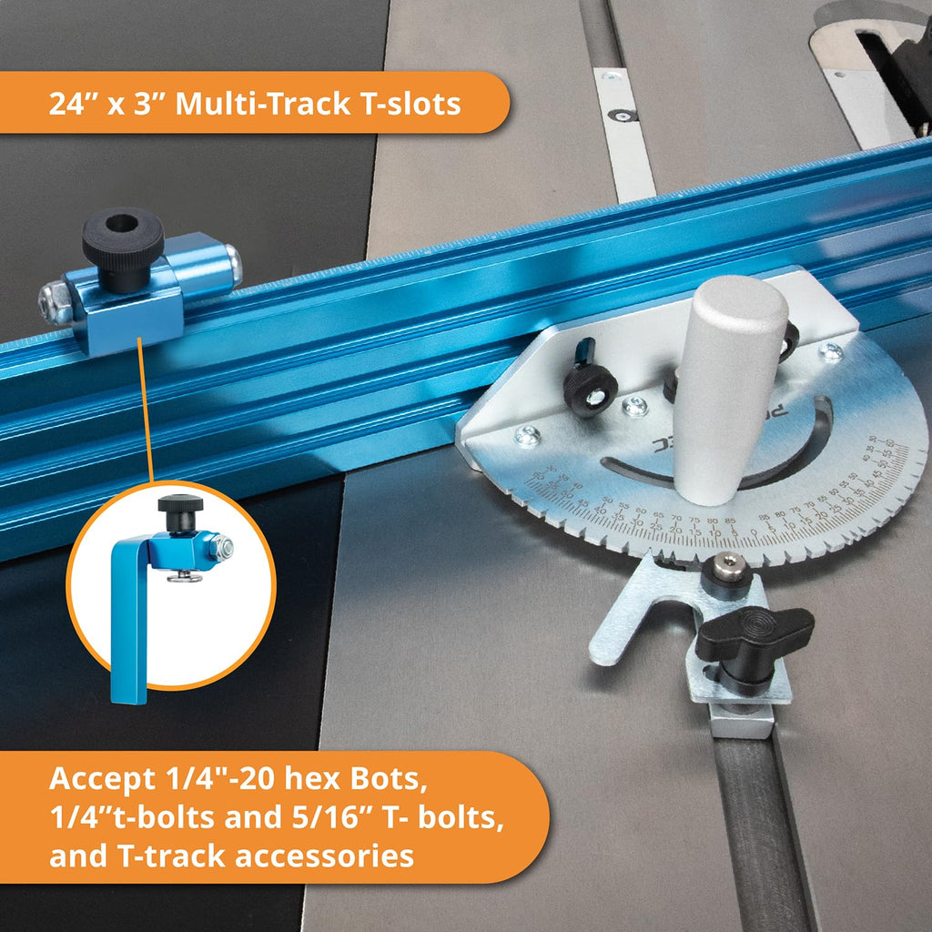 Table Saw Precision Miter Gauge System with 27 Angle Stops and T-Slotted Miter Bar Y204640