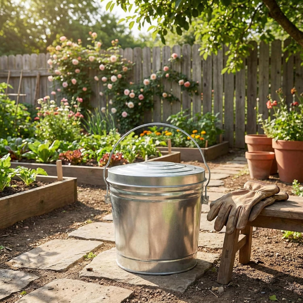 6-Gallon Galvanized Steel Storage Can with Lid Q826