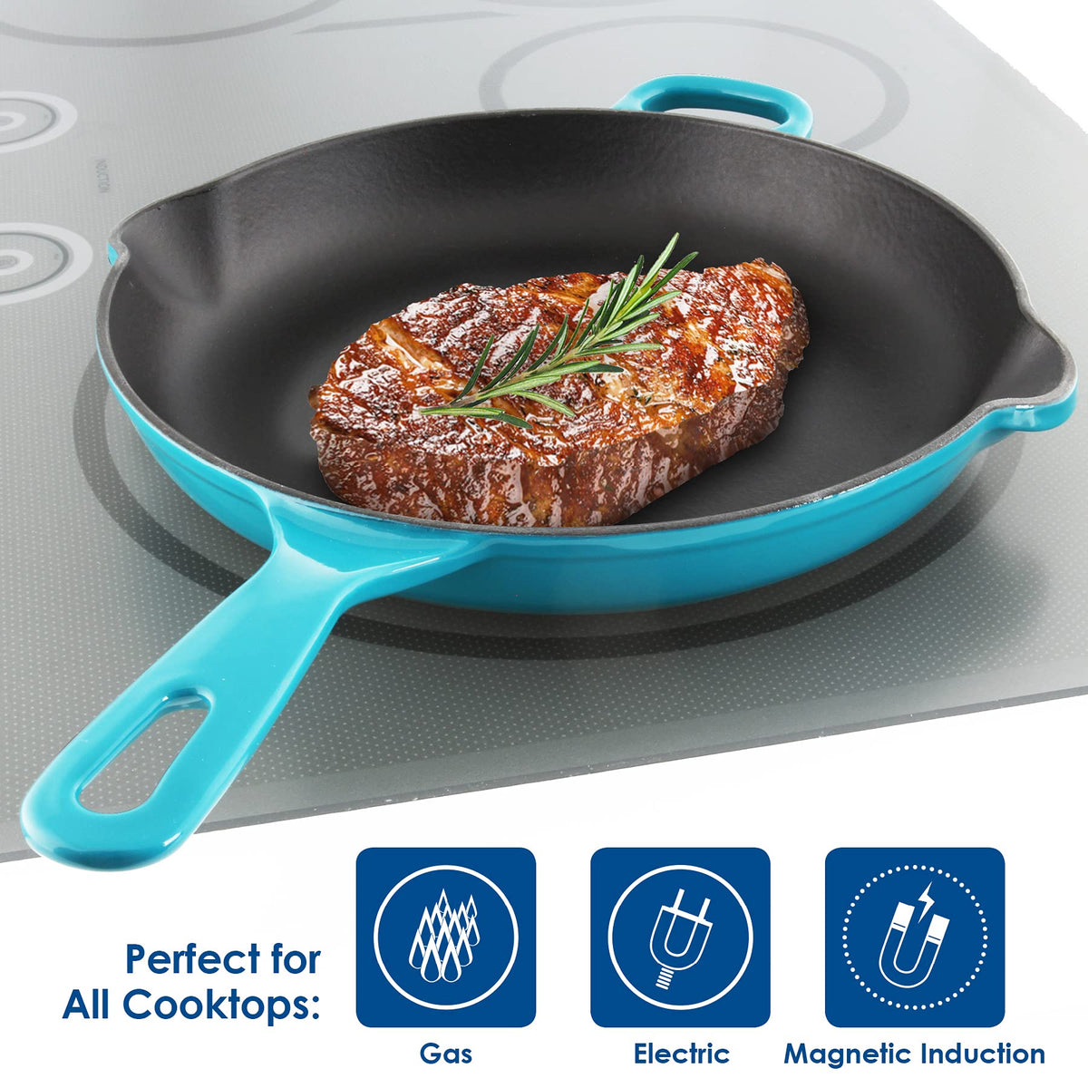 Cast Iron Skillet, 10 inch, Sea Blue W8791