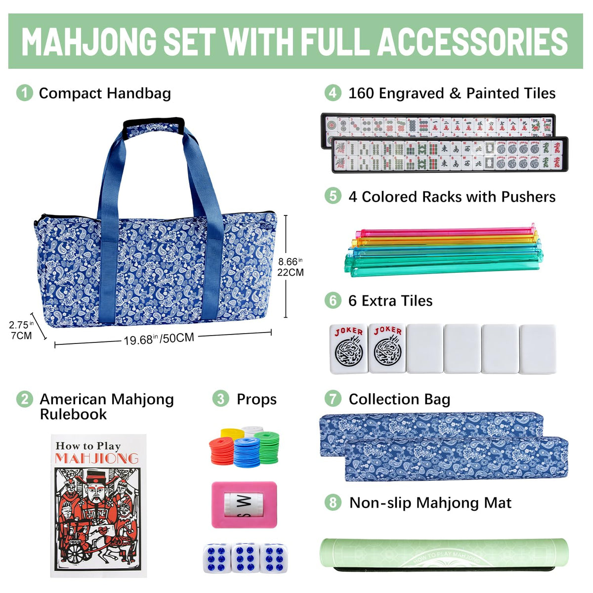 American Mahjong Set with Mat and Racks B297