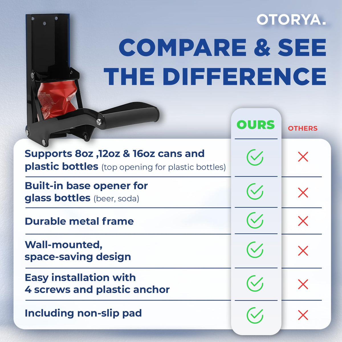 Wall Mounted Heavy Duty Can Crusher with Bottle Opener I775