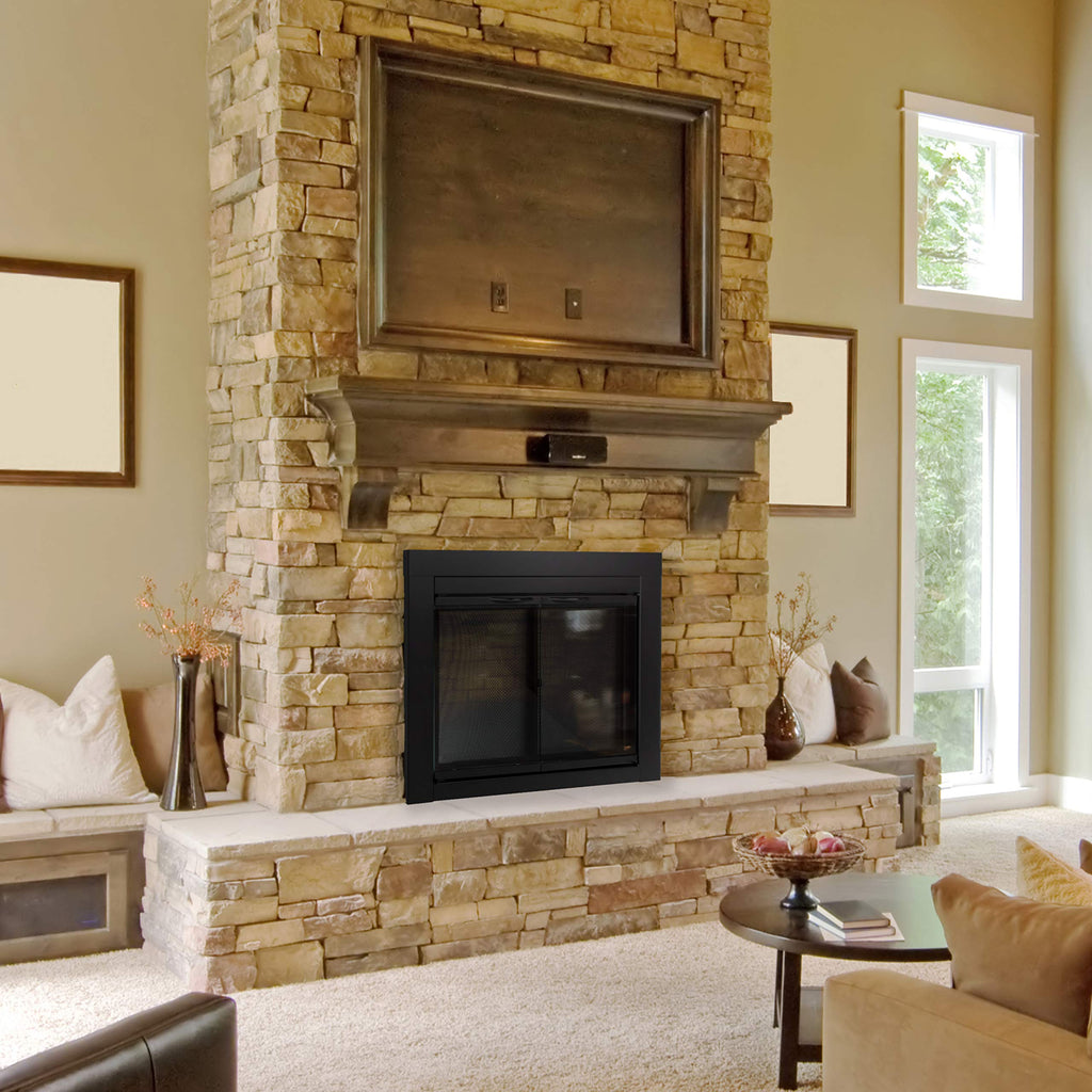 Black Small Fireplace Glass Door W871272