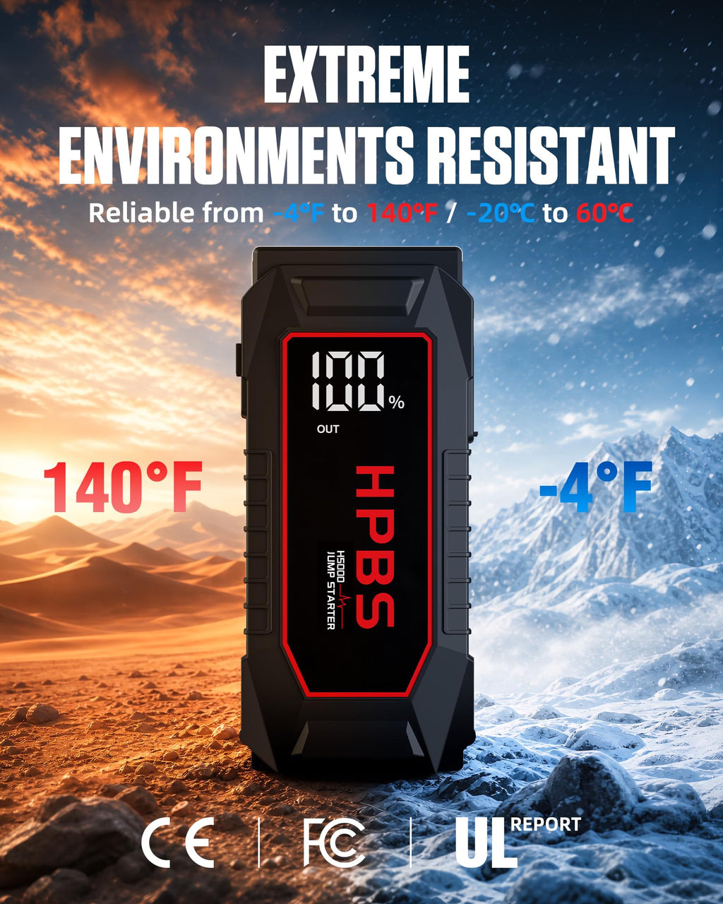 5000A Peak 12V Portable Jump Starter with 3.0" LCD Display T8938